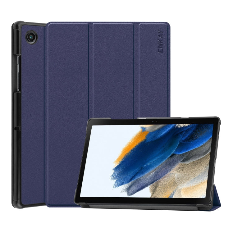 For Samsung Galaxy Tab A8 10.5 2021 ENKAY Custer Texture Leather Smart Tablet Case(Dark Blue) - Other Galaxy Tab PC by ENKAY | Online Shopping UK | buy2fix