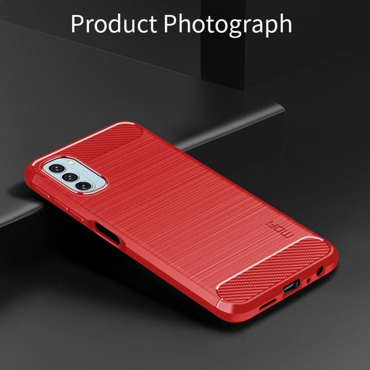 For Motorola Moto G51  5G MOFI Gentleness Brushed Carbon Fiber Soft TPU Case(Red) - Motorola Cases by MOFI | Online Shopping UK | buy2fix