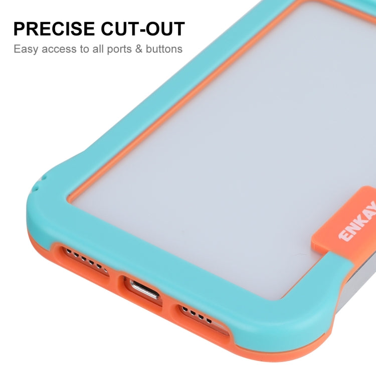 For iPhone 13 Pro Max ENKAY Frameless Hollow PC Case + Glass Film (Blue) - iPhone 13 Pro Max Cases by ENKAY | Online Shopping UK | buy2fix