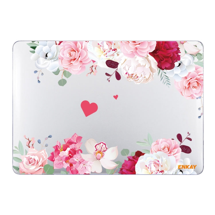 ENKAY Flower Series Pattern Laotop Protective Crystal Case For MacBook Pro 13.3 inch A1706 / A1708 / A1989 / A2159(Peony) - MacBook Pro Cases by ENKAY | Online Shopping UK | buy2fix