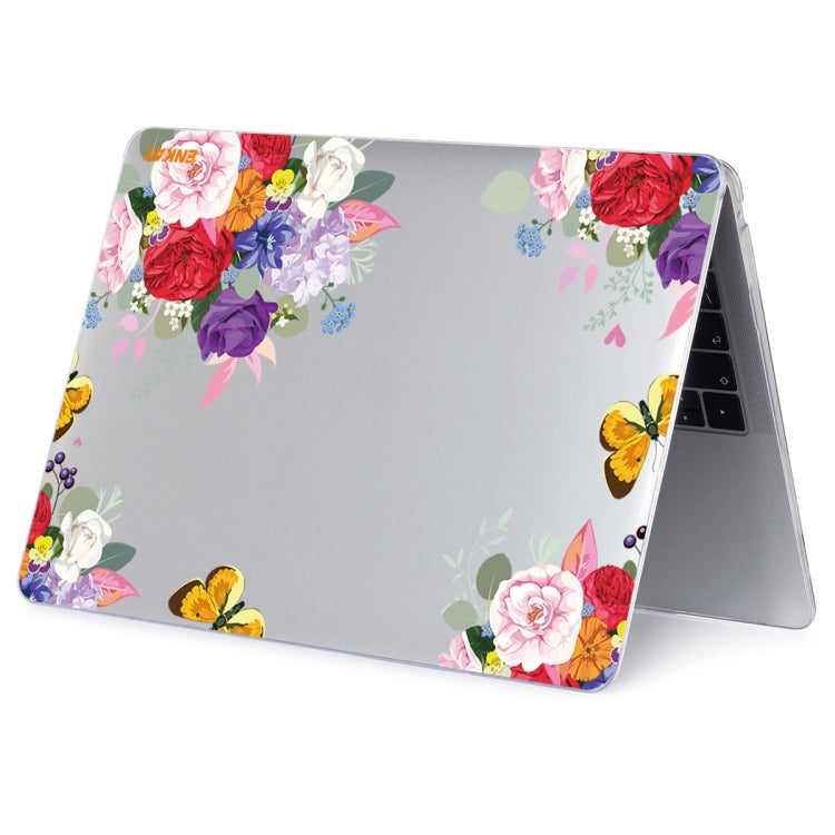 ENKAY Flower Series Pattern Laotop Protective Crystal Case For MacBook Pro 15.4 inch A1707 / A1990(Rose) - MacBook Pro Cases by ENKAY | Online Shopping UK | buy2fix