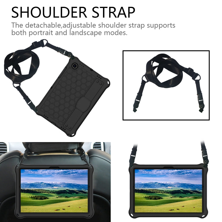 For Galaxy Tab A8 10.5 2021 X200/X205 Honeycomb EVA+PC Tablet Case with Strap(Black+Black) - Other Galaxy Tab PC by buy2fix | Online Shopping UK | buy2fix