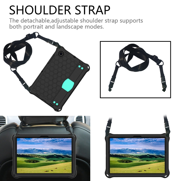 For Galaxy Tab A8 10.5 2021 X200/X205 Honeycomb EVA+PC Tablet Case with Strap(Black+Mint Green) - Other Galaxy Tab PC by buy2fix | Online Shopping UK | buy2fix