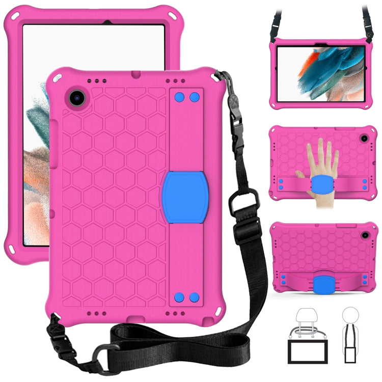 For Galaxy Tab A8 10.5 2021 X200/X205 Honeycomb EVA+PC Tablet Case with Strap(Rose Red+Blue) - Other Galaxy Tab PC by buy2fix | Online Shopping UK | buy2fix