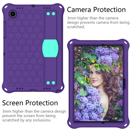 For Galaxy Tab A8 10.5 2021 X200/X205 Honeycomb EVA+PC Tablet Case with Strap(Purple+Mint Green) - Other Galaxy Tab PC by buy2fix | Online Shopping UK | buy2fix