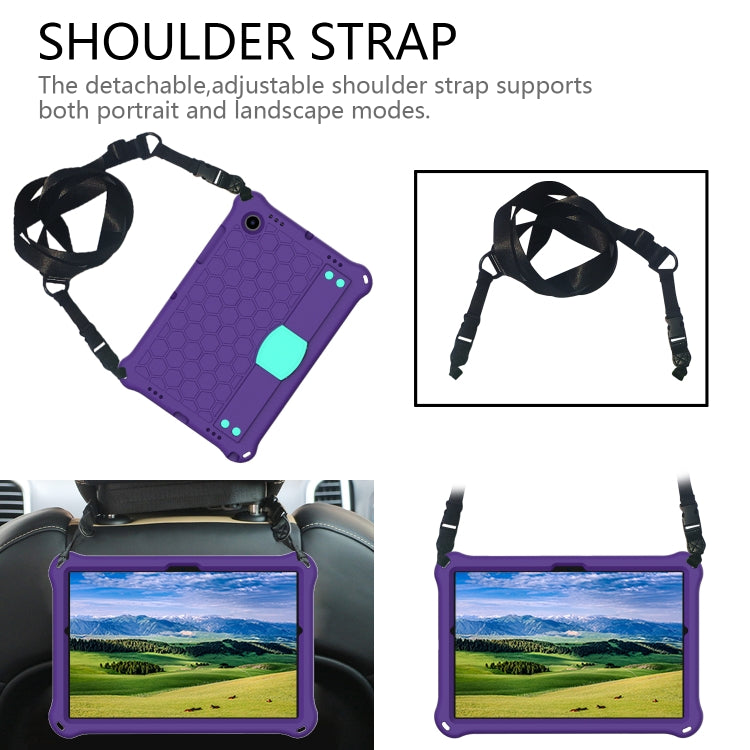For Galaxy Tab A8 10.5 2021 X200/X205 Honeycomb EVA+PC Tablet Case with Strap(Purple+Mint Green) - Other Galaxy Tab PC by buy2fix | Online Shopping UK | buy2fix
