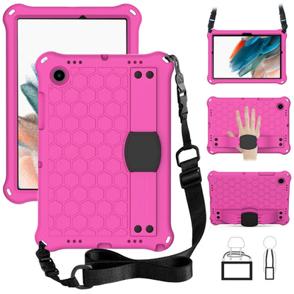 For Galaxy Tab A8 10.5 2021 X200/X205 Honeycomb EVA+PC Tablet Case with Strap(Rose Red+Black) - Other Galaxy Tab PC by buy2fix | Online Shopping UK | buy2fix