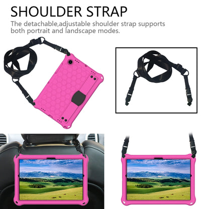 For Galaxy Tab A8 10.5 2021 X200/X205 Honeycomb EVA+PC Tablet Case with Strap(Rose Red+Black) - Other Galaxy Tab PC by buy2fix | Online Shopping UK | buy2fix
