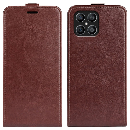 For Honor X8 R64 Texture Single Vertical Flip Leather Phone Case(Brown)