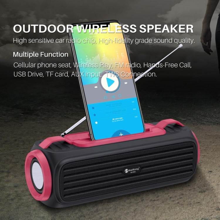 NewRixing NR903F TWS Portable Outdoor Bluetooth Speaker Support TF Card / FM(Red) - Desktop Speaker by NewRixing | Online Shopping UK | buy2fix