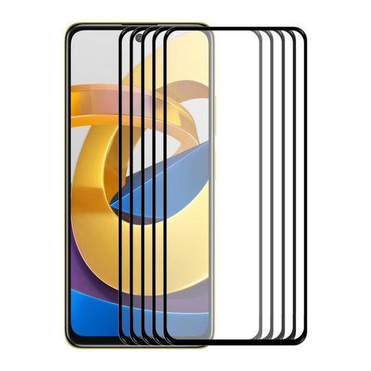 5 PCS For Xiaomi Poco M4 Pro 5G ENKAY Full Glue 0.26mm 9H 2.5D Tempered Glass Full Film