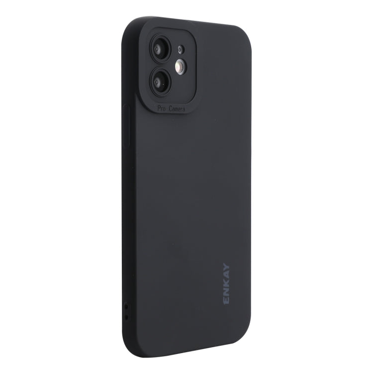 For iPhone 12 ENKAY Liquid Silicone Phone Case(Black) - iPhone 12 / 12 Pro Cases by ENKAY | Online Shopping UK | buy2fix