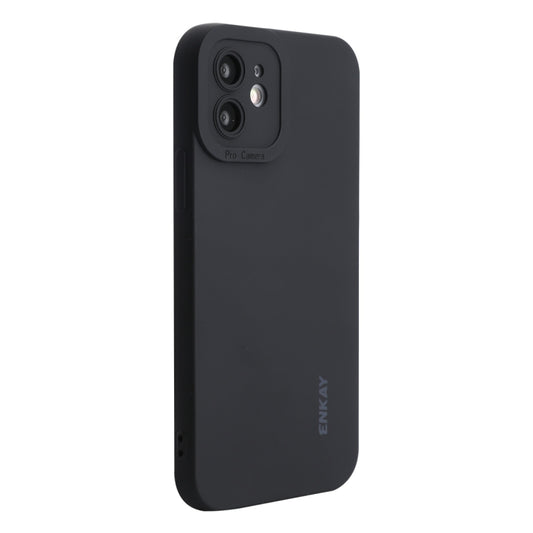 For iPhone 12 ENKAY Liquid Silicone Phone Case(Black) - iPhone 12 / 12 Pro Cases by ENKAY | Online Shopping UK | buy2fix