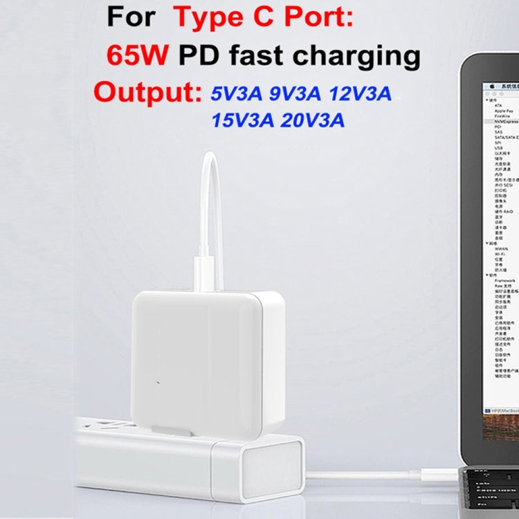 PD-65W USB-C / Type-C + QC3. 0 USB Laptop Charging Adapter, EU Plug / US Plug(White) - Cable & Adapter by buy2fix | Online Shopping UK | buy2fix