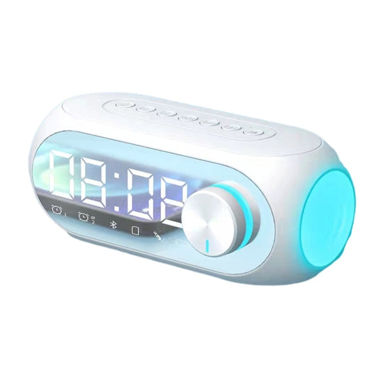 AEC S8 Alarm Clock Bluetooth Speakers with LED Light Support TF / FM(White)