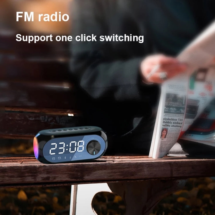 AEC S8 Alarm Clock Bluetooth Speakers with LED Light Support TF / FM(White) - Desktop Speaker by AEC | Online Shopping UK | buy2fix