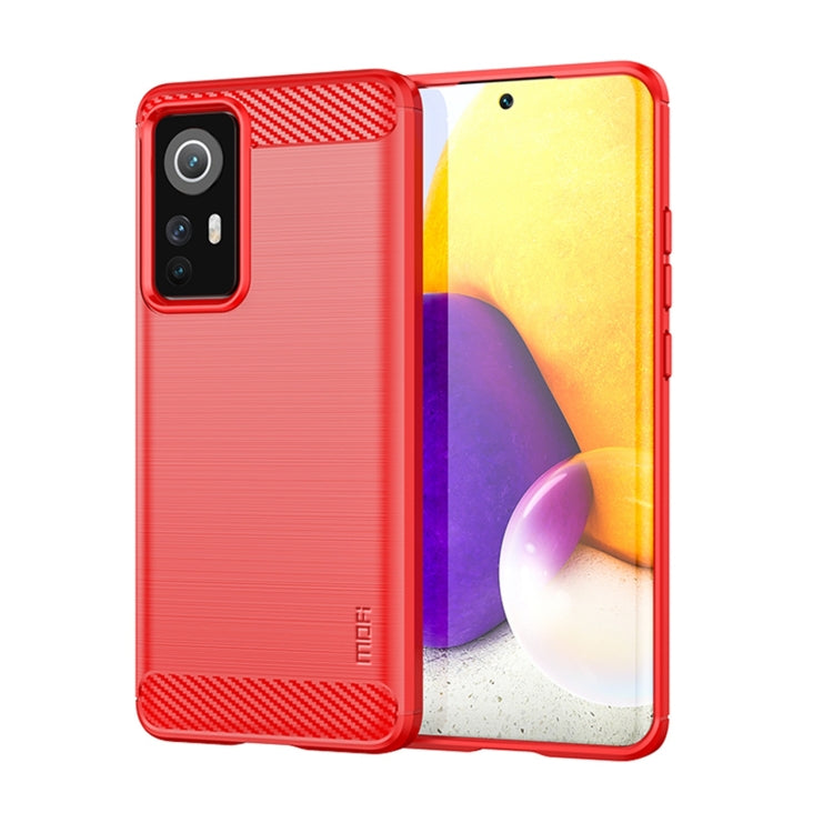 For Xiaomi 12 / 12X MOFI Gentleness Brushed Carbon Fiber Soft TPU Case(Red) - Xiaomi Cases by MOFI | Online Shopping UK | buy2fix