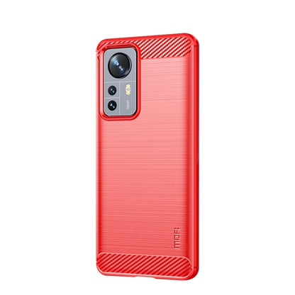 For Xiaomi 12 Pro MOFI Gentleness Brushed Carbon Fiber Soft TPU Case(Red) - Xiaomi Cases by MOFI | Online Shopping UK | buy2fix