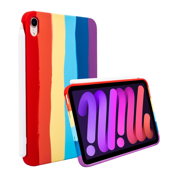 For iPad mini 6 / mini 2024 Liquid Silicone Magnetic Pen Function Tablet Case(Rainbow) - iPad mini 6 Cases by buy2fix | Online Shopping UK | buy2fix