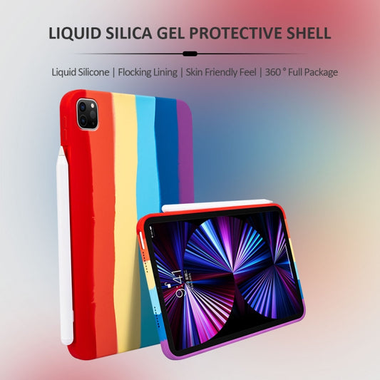 For iPad Pro 11 2018 / 2020 / 2021 Liquid Silicone Magnetic Pen Function Tablet Case(Rainbow) - iPad Pro 11 (2020) Cases by buy2fix | Online Shopping UK | buy2fix