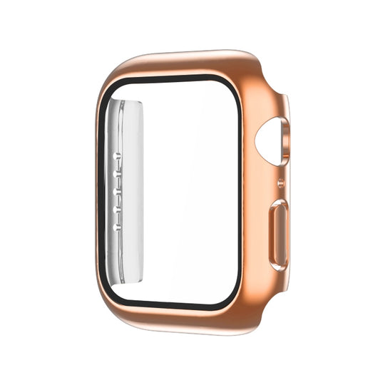 Electroplating Monochrome PC+Tempered Film Watch Case For Apple Watch Series 6/5/4/SE 40mm(Rose Gold)