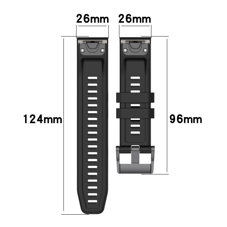 For Garmin Fenix 7X Solar 26mm Silicone Sport Pure Color Watch Band(Black) - Watch Bands by buy2fix | Online Shopping UK | buy2fix