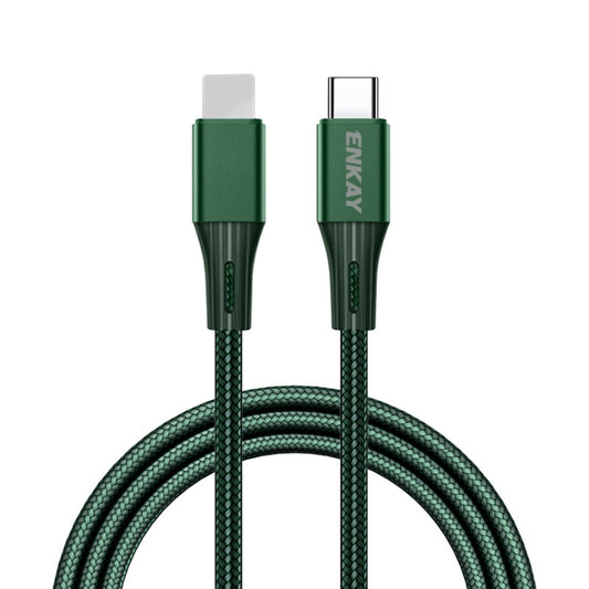 ENKAY PD 20W 3A USB-C / Type-C to 8 Pin Fast Charging Nylon Braided Data Cable, Length:1m(Green) - Normal Style Cable by ENKAY | Online Shopping UK | buy2fix
