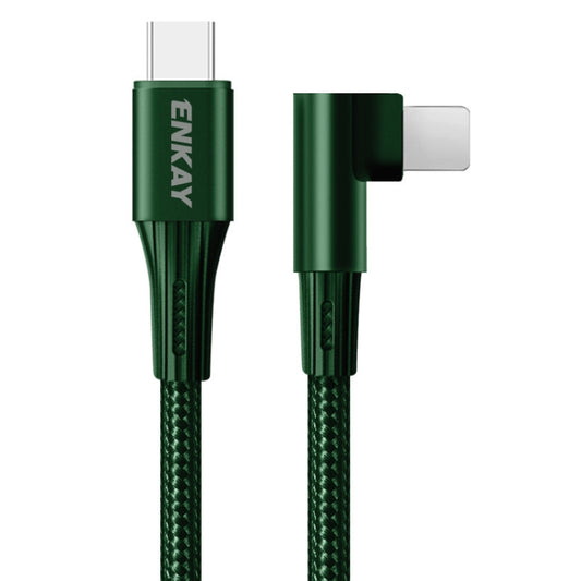 ENKAY PD 20W 3A USB-C / Type-C to 8 Pin Elbow Fast Charging Nylon Braided Data Cable, Length:1m(Green) - Normal Style Cable by ENKAY | Online Shopping UK | buy2fix