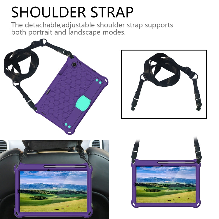 For Lenovo X306 / X606 / K10 Honeycomb EVA + PC Shockproof Tablet Case with Strap(Purple+Mint Green) - Lenovo by buy2fix | Online Shopping UK | buy2fix
