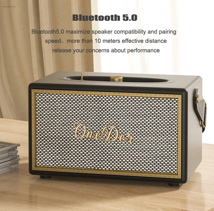 Oneder D6 40W Retro Classic Wooden Portable Outdoor Bluetooth Speaker(Brown) - Desktop Speaker by OneDer | Online Shopping UK | buy2fix