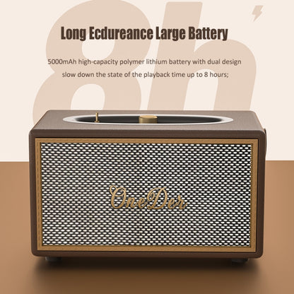 Oneder D6 40W Retro Classic Wooden Portable Outdoor Bluetooth Speaker(Black) - Desktop Speaker by OneDer | Online Shopping UK | buy2fix