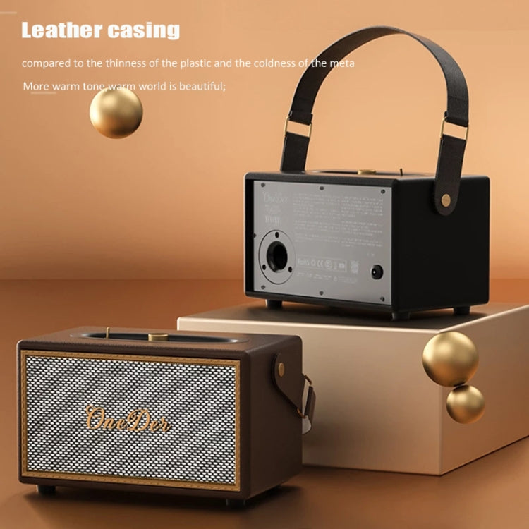 Oneder D6 40W Retro Classic Wooden Portable Outdoor Bluetooth Speaker(Black) - Desktop Speaker by OneDer | Online Shopping UK | buy2fix