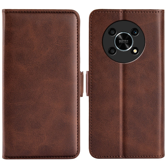 For Honor X30 / Magic 4 Lite Dual-side Magnetic Buckle Horizontal Flip Leather Phone Case(Brown)