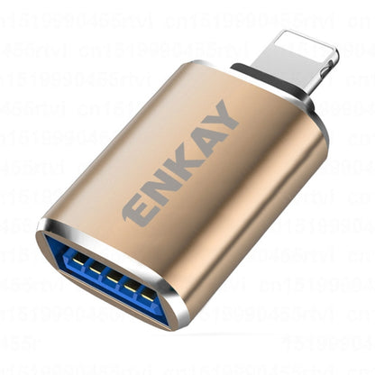 ENKAY ENK-AT110 8 Pin Male to USB 3.0 Female Aluminium Alloy OTG Adapter(Golden) - Converter & Adapter by ENKAY | Online Shopping UK | buy2fix