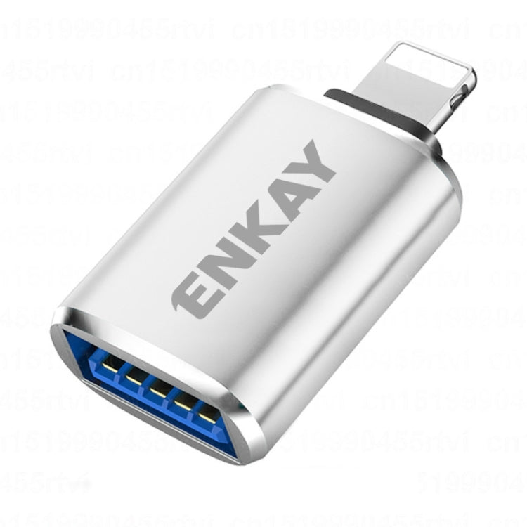 ENKAY ENK-AT110 8 Pin Male to USB 3.0 Female Aluminium Alloy OTG Adapter(Silver) - Converter & Adapter by ENKAY | Online Shopping UK | buy2fix