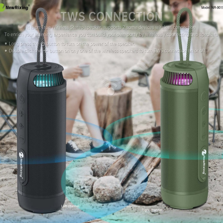 NewRixing NR9015 14W Portable IPX6 Waterproof TWS Stereo Bluetooth Speaker(Green) - Desktop Speaker by NewRixing | Online Shopping UK | buy2fix