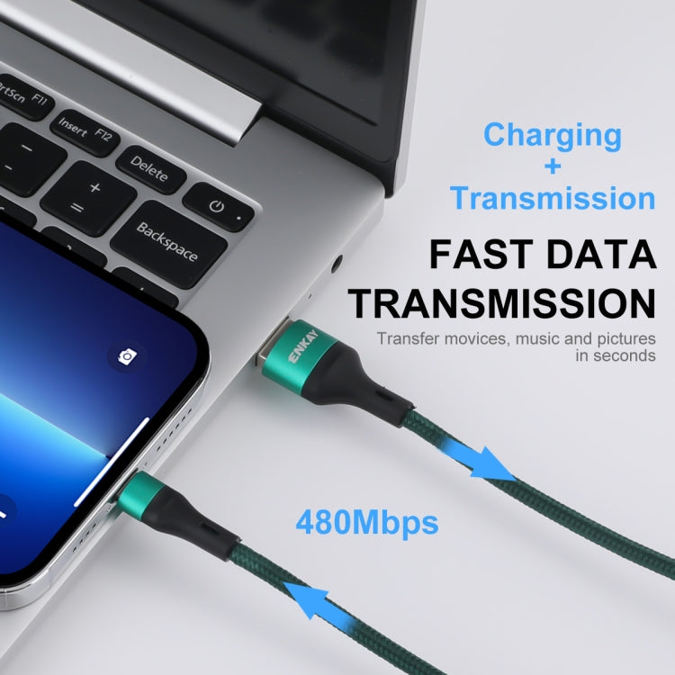 ENKAY ENK-CB120 3 in 1 1.2m USB 3.0 to Type-C / 8 Pin / Micro USB 5A Fast Charging Cable(Green) - Multifunction Cable by ENKAY | Online Shopping UK | buy2fix