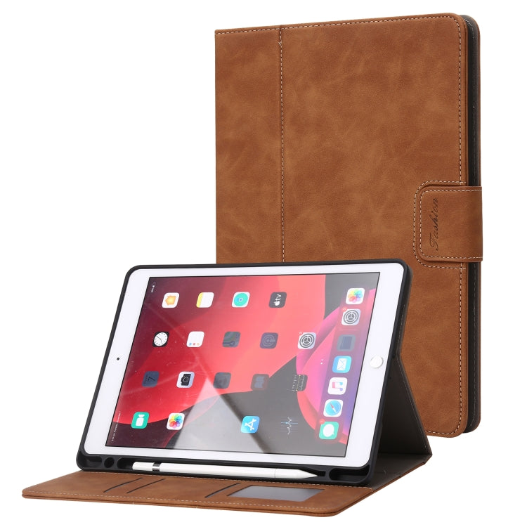 For iPad 10.2 2019 / 2020 / 2021 Calf Texture Horizontal Flip Leather Tablet Case(Brown) - iPad 10.2 Cases by buy2fix | Online Shopping UK | buy2fix