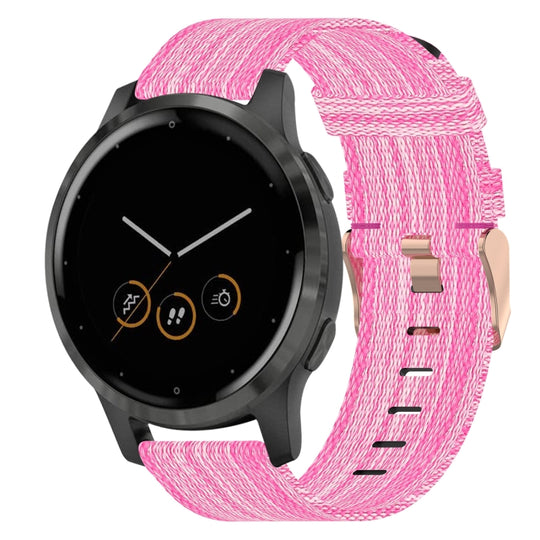 For Garmin Vivoactive 4S 18mm Nylon Woven Watch Band(Pink)