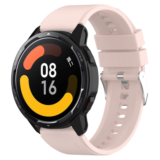 Protruding Head Silicone Strap Silver Buckle For Samsung Galaxy Watch 46mm 22mm(Pink)