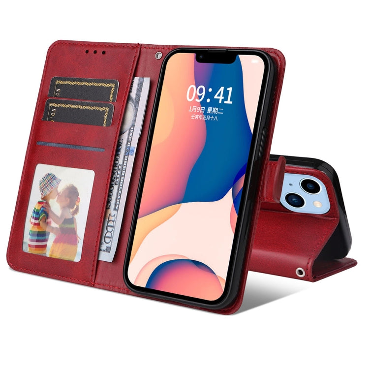 For iPhone 14 JSM Calf Texture Leather Phone Case (Red) - iPhone 14 Cases by JUNSUNMAY | Online Shopping UK | buy2fix