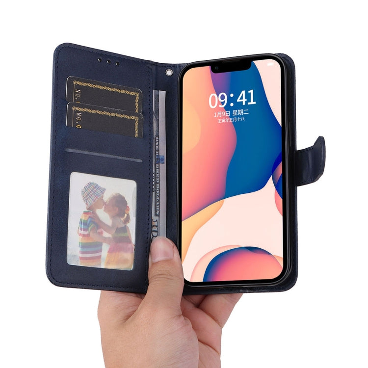 For iPhone 14 JSM Calf Texture Leather Phone Case (Blue) - iPhone 14 Cases by JUNSUNMAY | Online Shopping UK | buy2fix