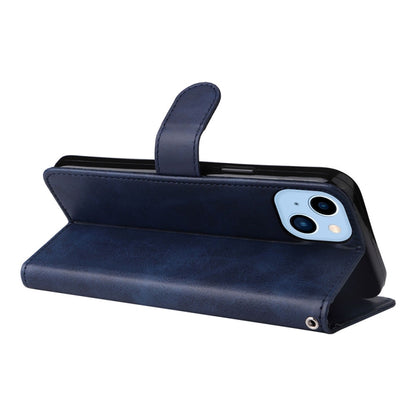 For iPhone 14 JSM Calf Texture Leather Phone Case (Blue) - iPhone 14 Cases by JUNSUNMAY | Online Shopping UK | buy2fix