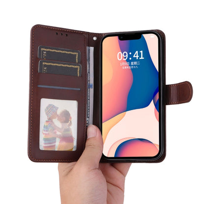 For iPhone 14 JSM Calf Texture Leather Phone Case (Brown) - iPhone 14 Cases by JUNSUNMAY | Online Shopping UK | buy2fix