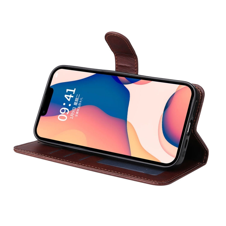 For iPhone 14 JSM Calf Texture Leather Phone Case (Brown) - iPhone 14 Cases by JUNSUNMAY | Online Shopping UK | buy2fix