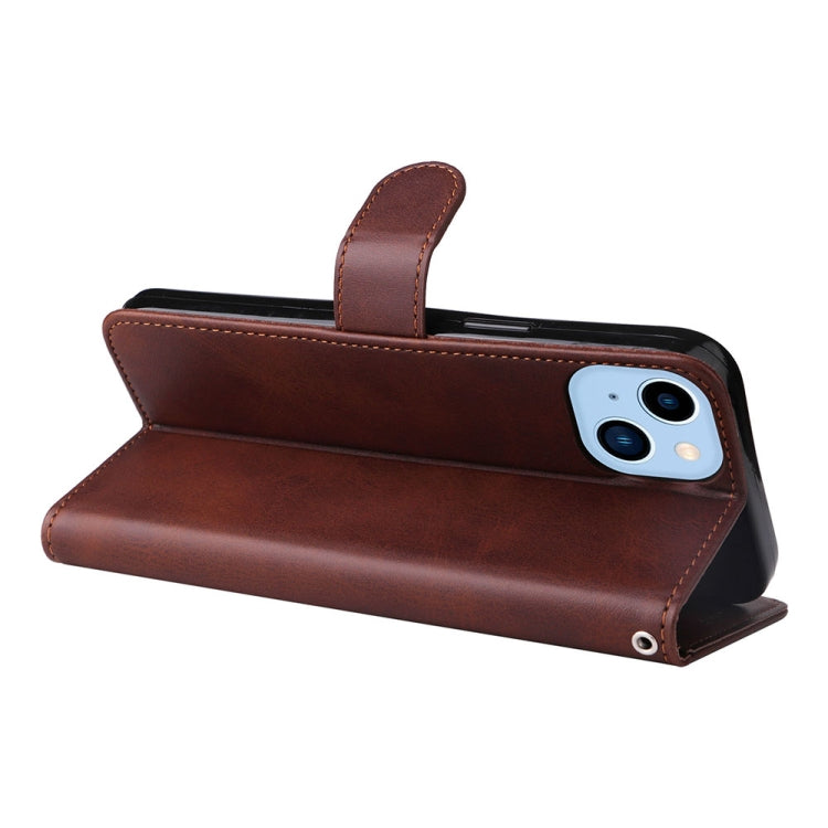 For iPhone 14 JSM Calf Texture Leather Phone Case (Brown) - iPhone 14 Cases by JUNSUNMAY | Online Shopping UK | buy2fix