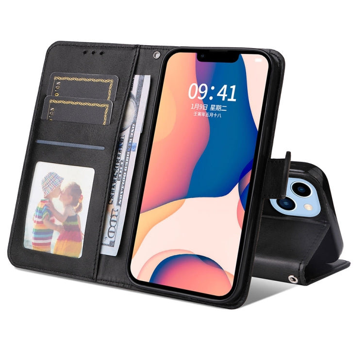 For iPhone 14 JSM Calf Texture Leather Phone Case (Black) - iPhone 14 Cases by JUNSUNMAY | Online Shopping UK | buy2fix