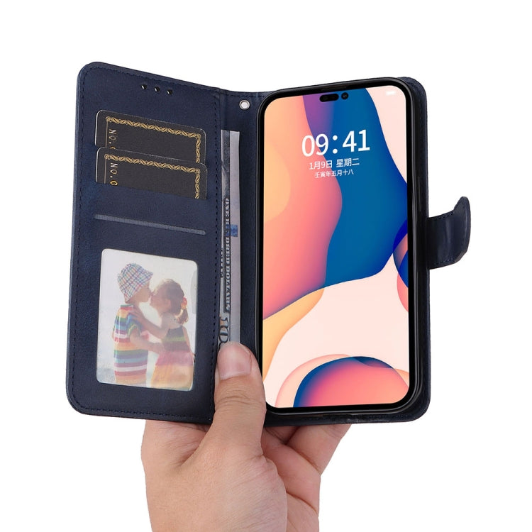 For iPhone 14 Pro Max JSM Calf Texture Leather Phone Case (Blue) - iPhone 14 Pro Max Cases by JUNSUNMAY | Online Shopping UK | buy2fix