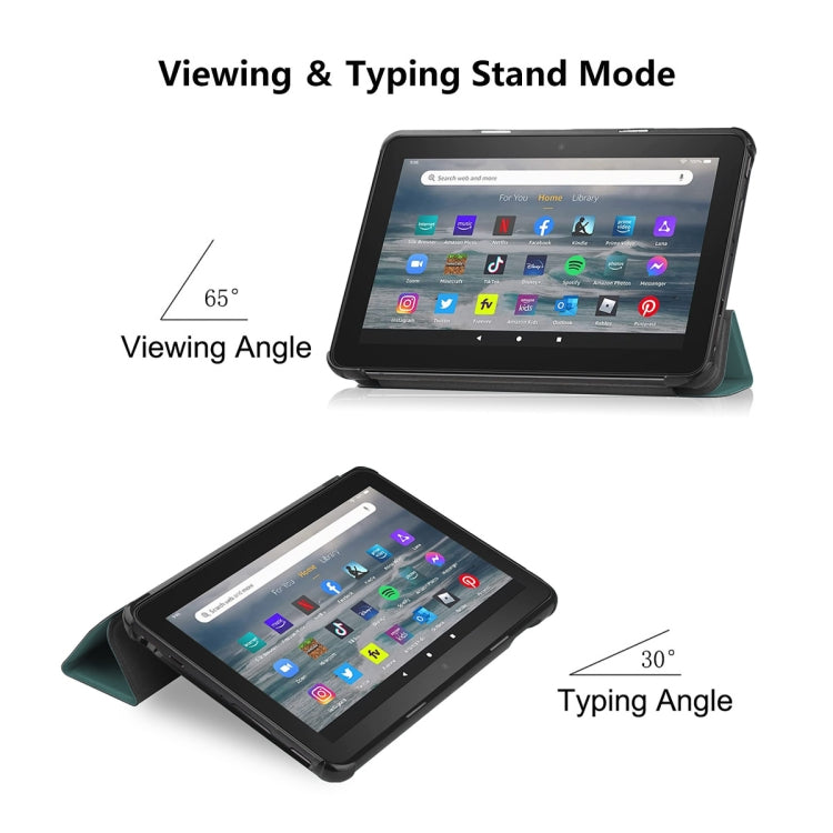 For Amazon Fire 7 12th 2022 ENKAY Smart Leather Tablet Case(Grey) - Amazon by ENKAY | Online Shopping UK | buy2fix