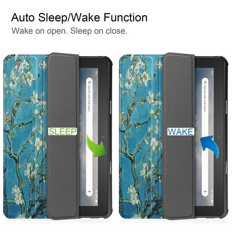 For Amazon Fire 7 12th 2022 JSM Smart Leather Tablet Case(Apricot Flower) - Amazon by jumper | Online Shopping UK | buy2fix